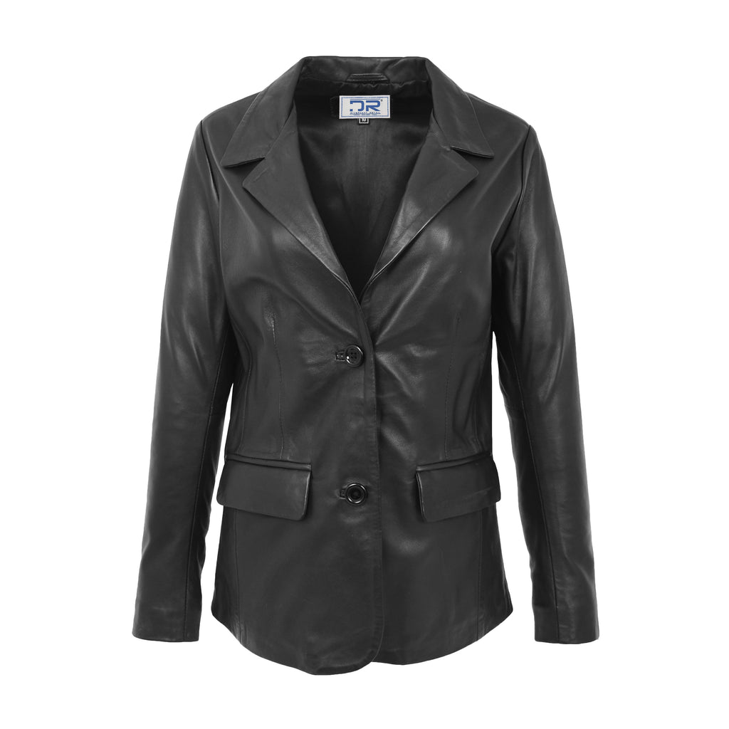 DR230 Women's Classic Blazer Leather Jacket Black 1