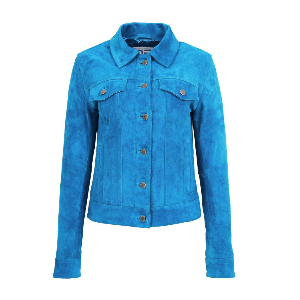 DR213 Women's Retro Classic Levi Style Leather Jacket Blue1