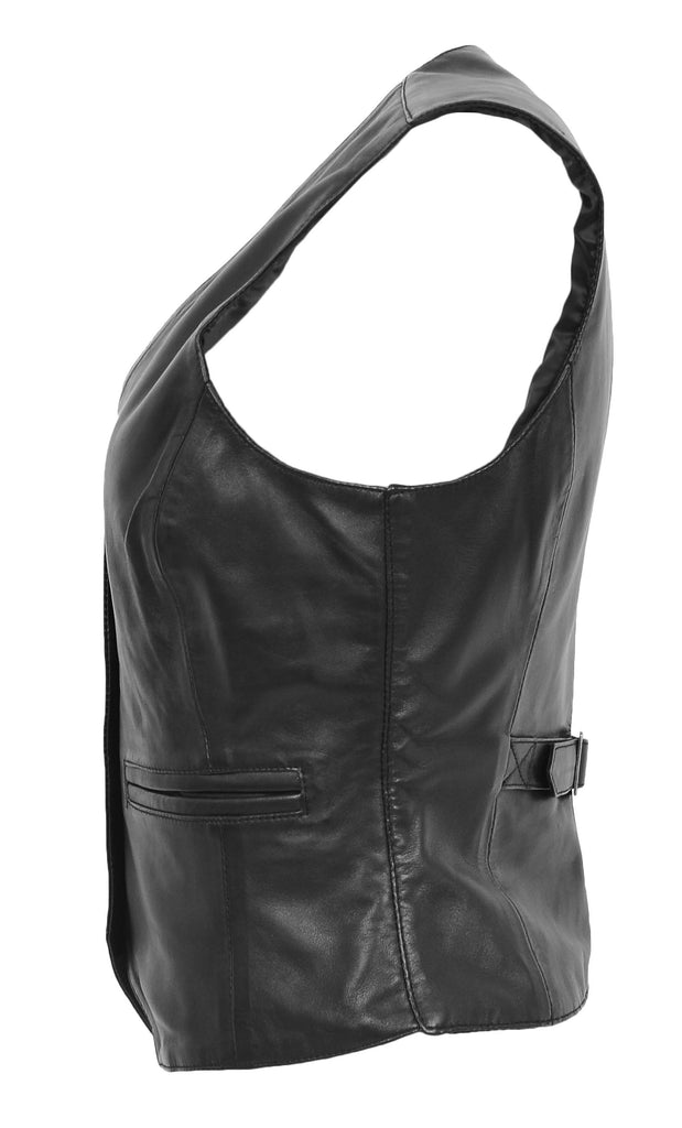 DR212 Women's Classic Leather Waistcoat Black 4