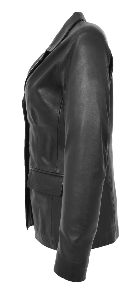 DR230 Women's Classic Blazer Leather Jacket Black 4