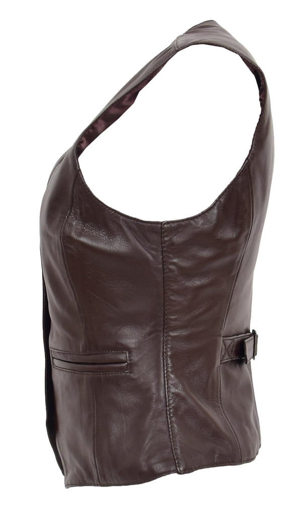 DR212 Women's Classic Leather Waistcoat Brown 5