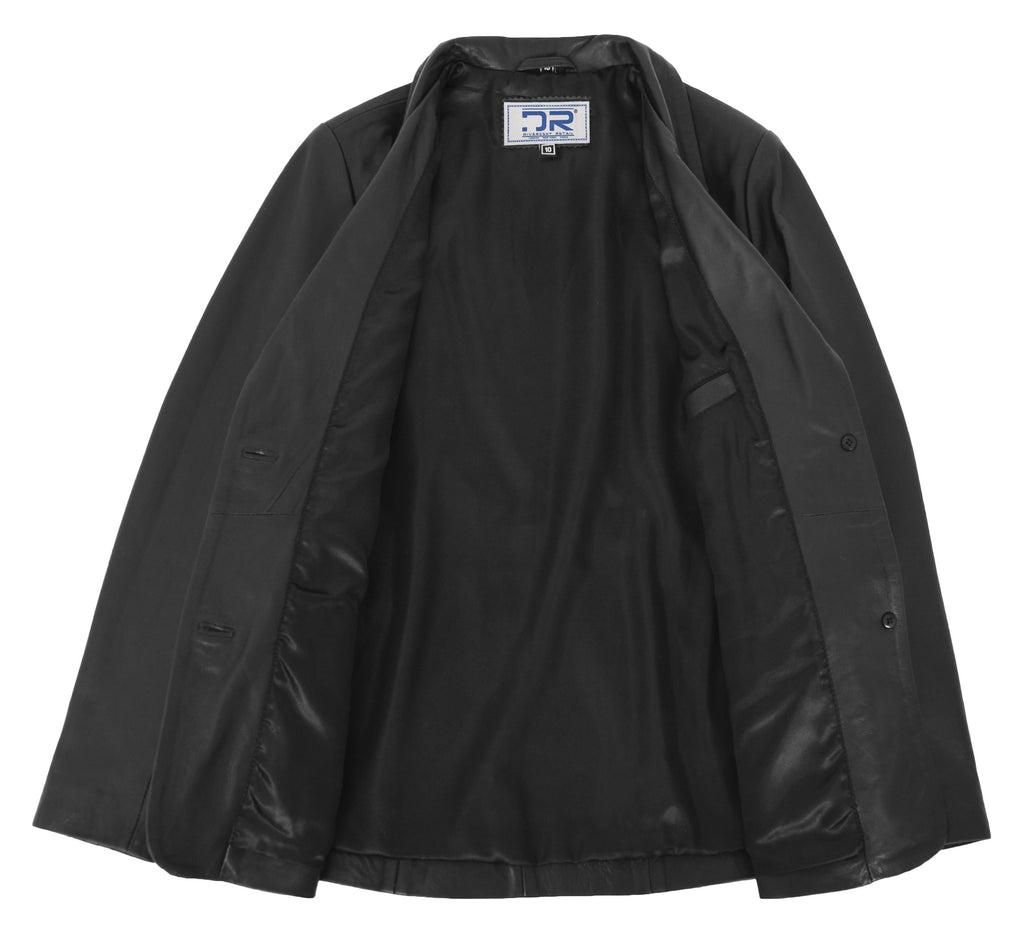 DR230 Women's Classic Blazer Leather Jacket Black 6
