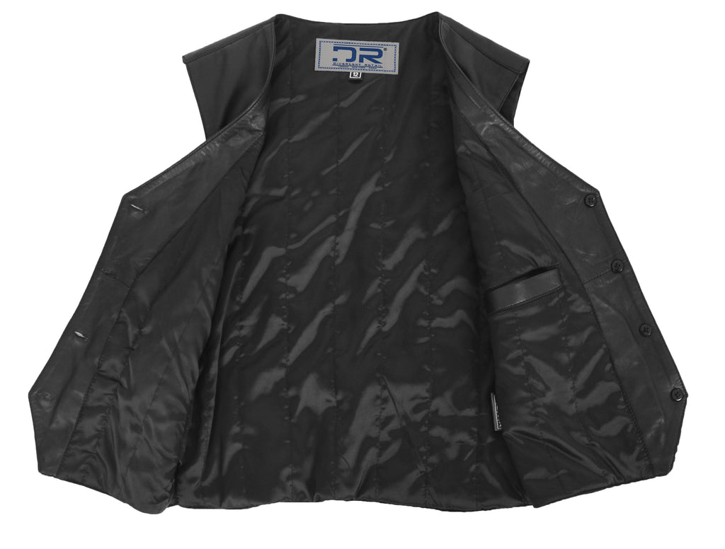 DR212 Women's Classic Leather Waistcoat Black 7