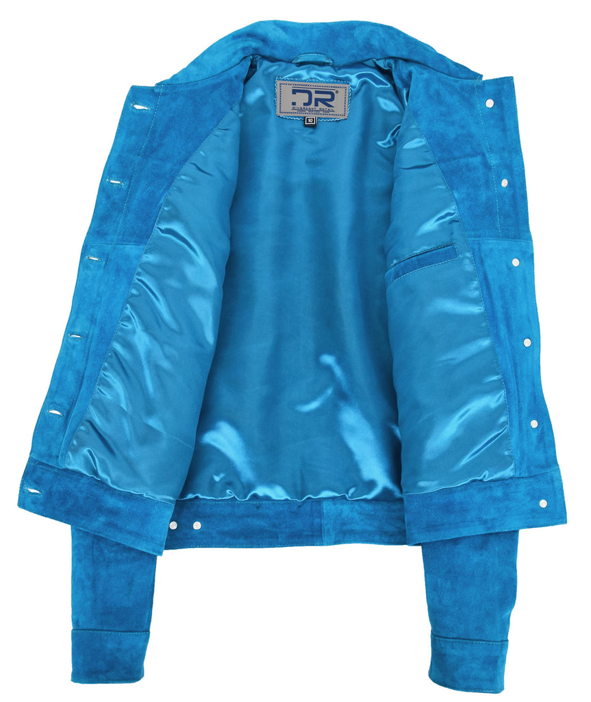 DR213 Women's Retro Classic Levi Style Leather Jacket Blue 8