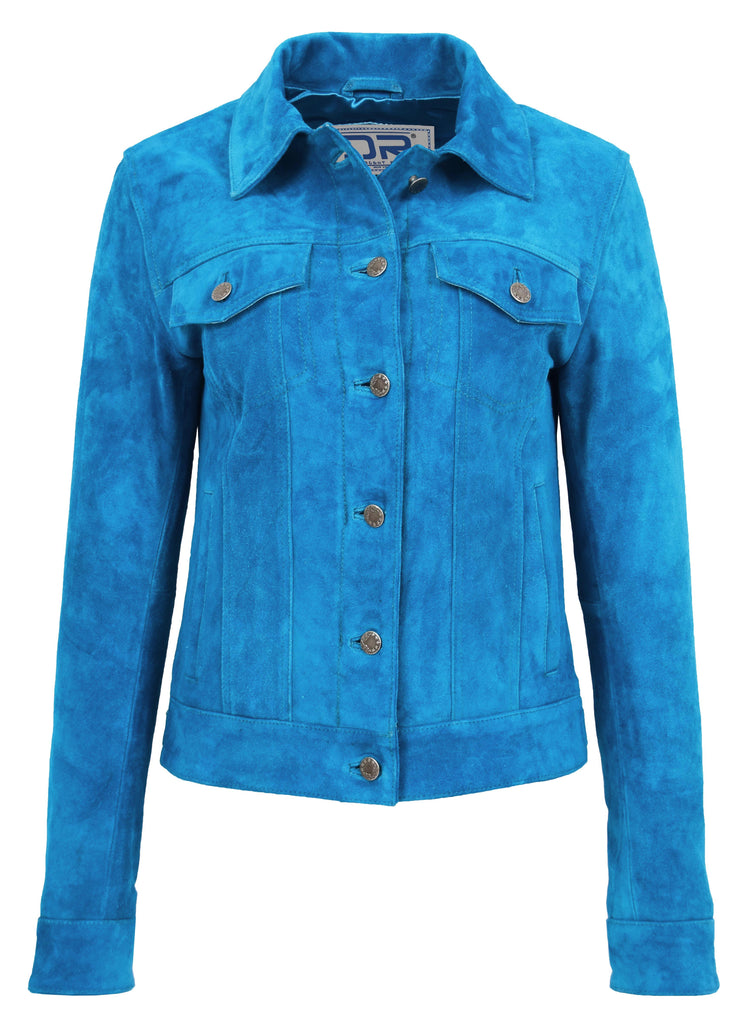 DR213 Women's Retro Classic Levi Style Leather Jacket Blue 2