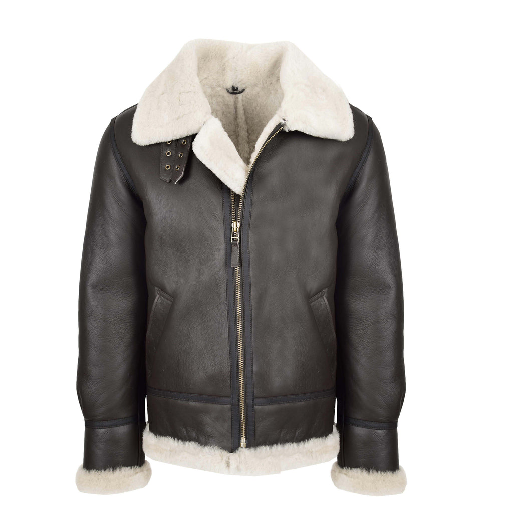 DR166 Men's Sheepskin Classic Leather Jacket White 1