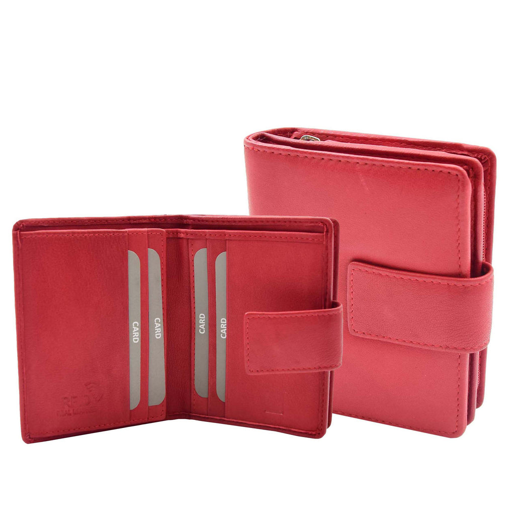 DR447 Women's Leather Purse Booklet Style Wallet Red 1