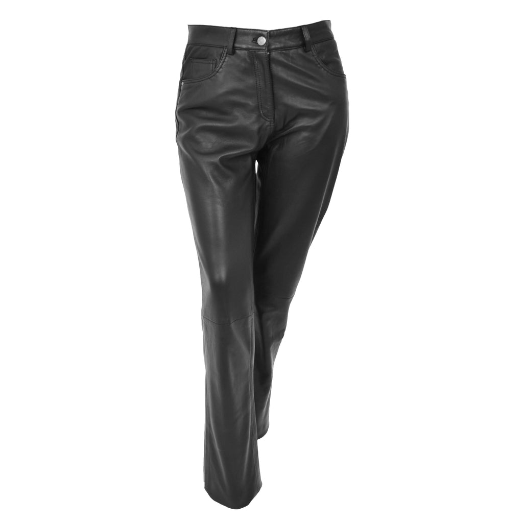 DR253 Women's Black Leather Trousers 1